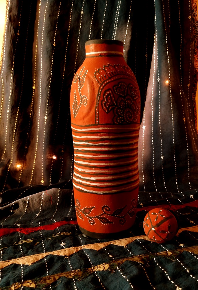 Hand painted Mittikaam 1 Litre WaterBottle 2